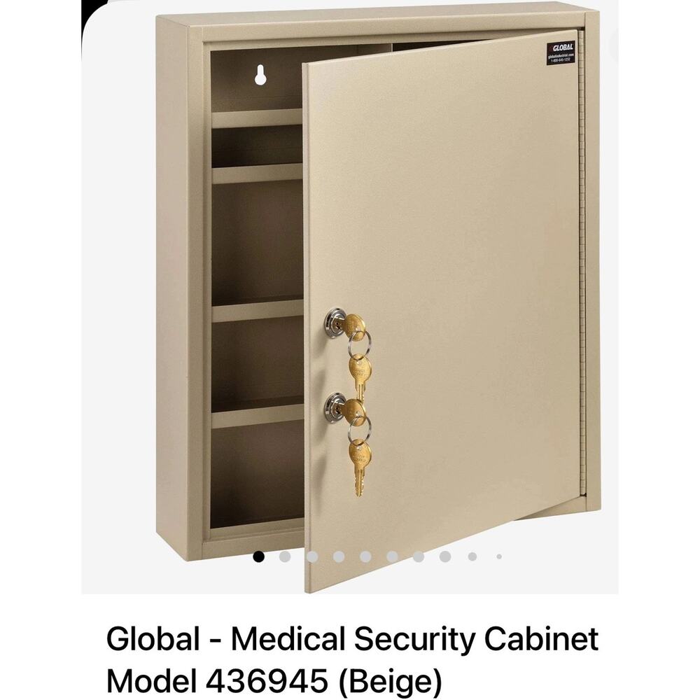 Global Industrial Med Security Cabinet 436945 14 W × 3-1/8 D × 17-1/8 H New NIB
